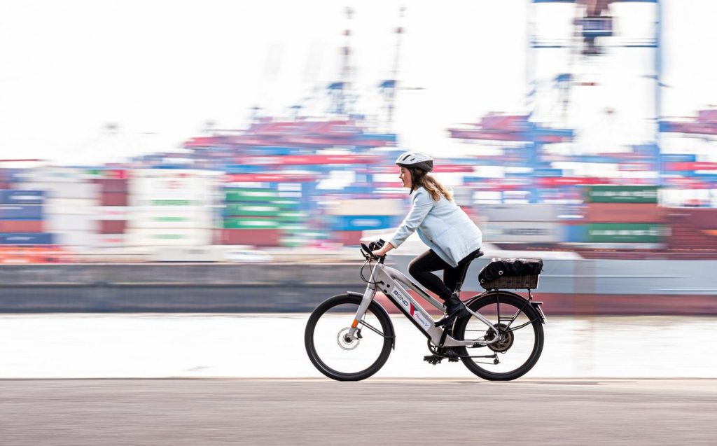 Woman on e-bike