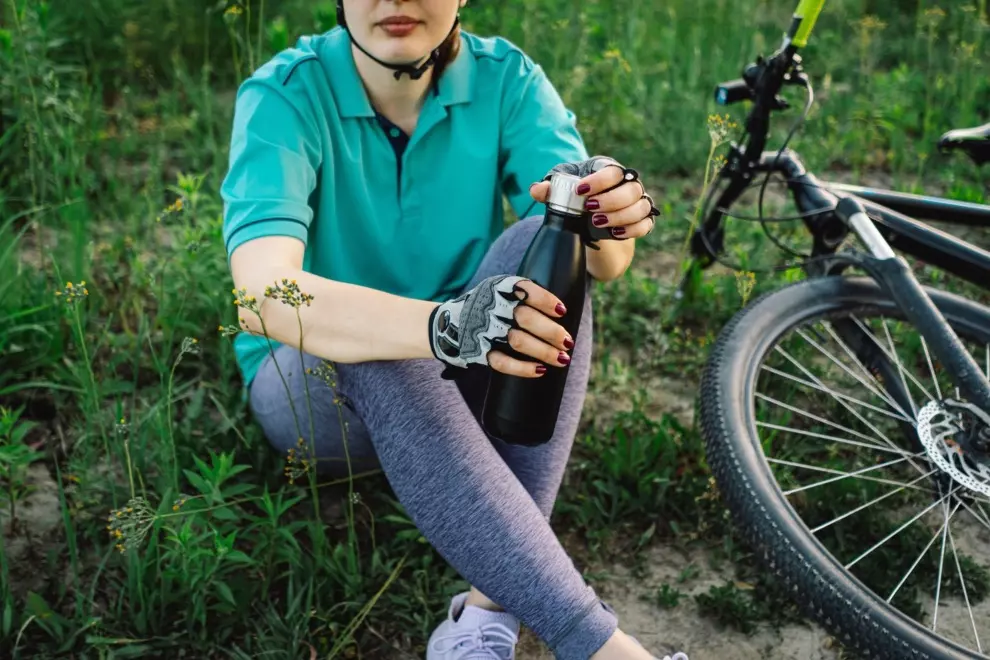 Drinking cyclist